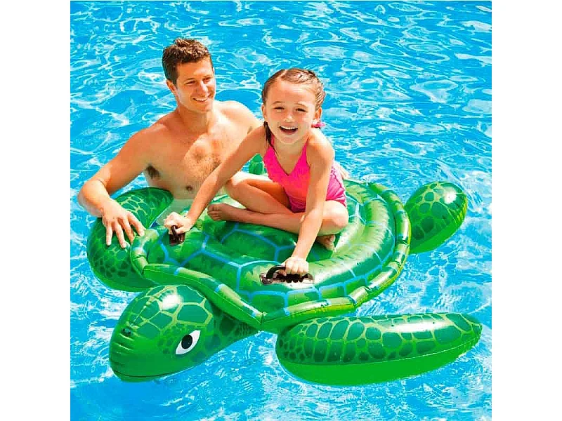 Tortuga hinchable Intex con asas laterales +3A verde 150x127 cm