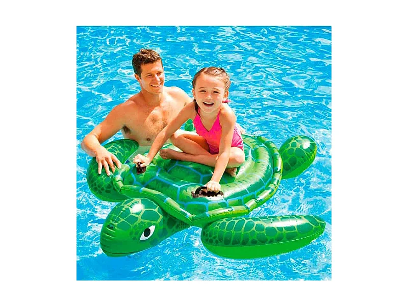 Tortuga hinchable Intex con asas laterales +3A verde 150x127 cm