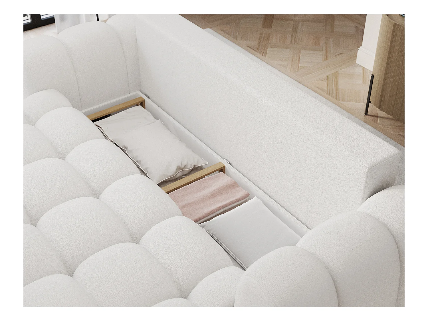 3 Pers. Couch Elon/Stoffbezug/Weiss