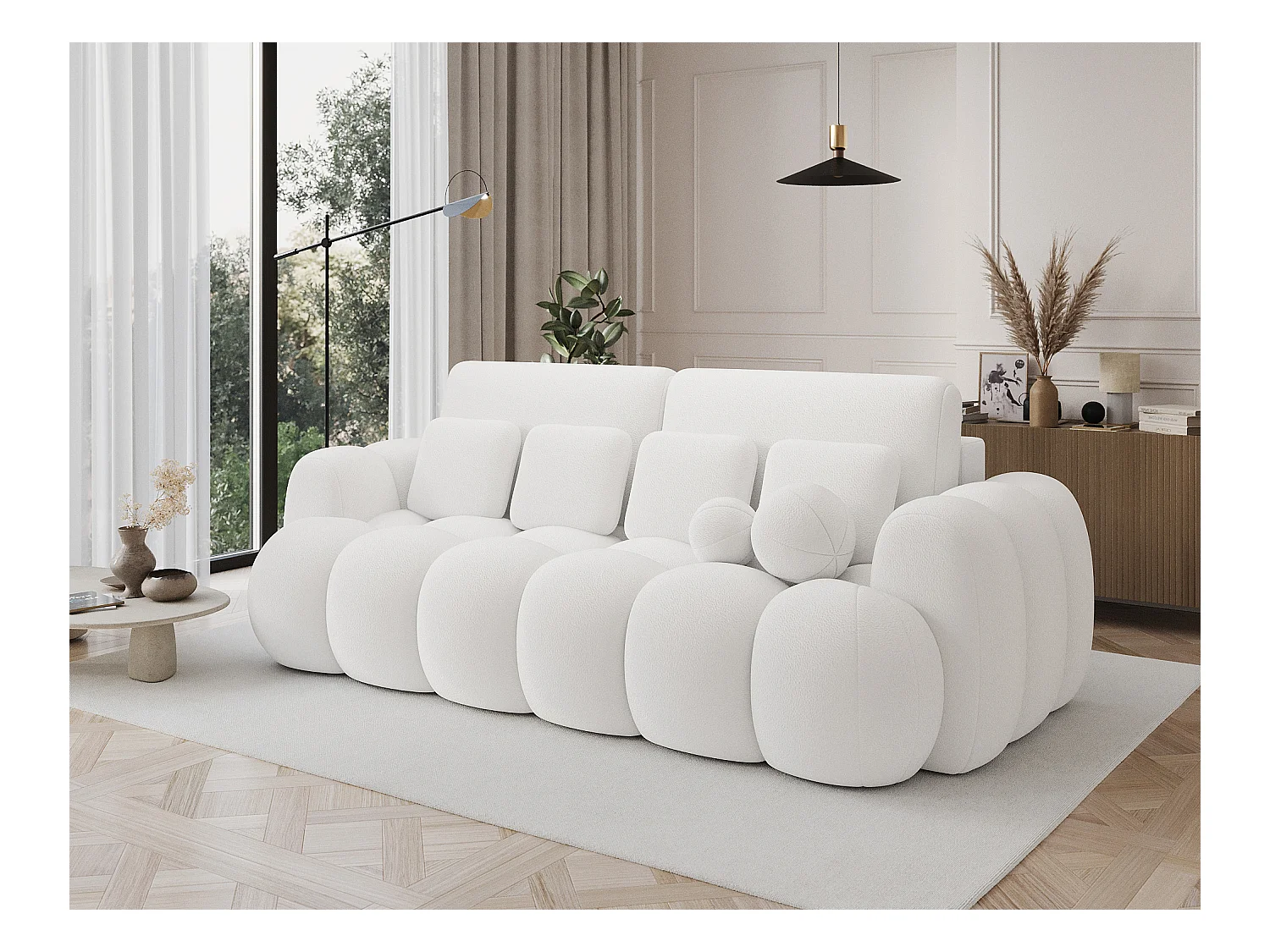 3 Pers. Couch Elon/Stoffbezug/Weiss