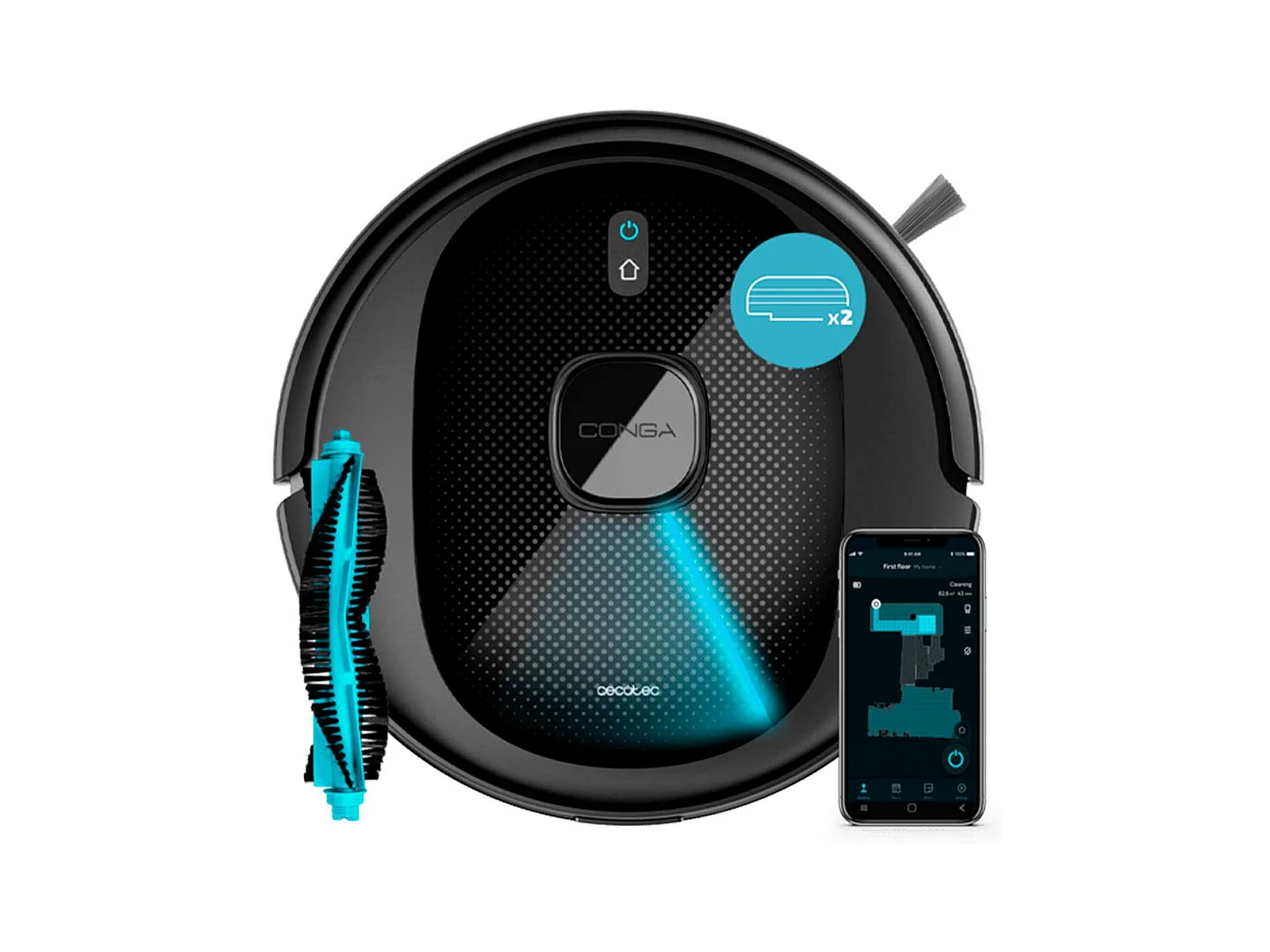 Robot aspirador Cecotec Conga 7490 Immortal X-Treme 2600Pa 4 en 1 conexión WiFi negro