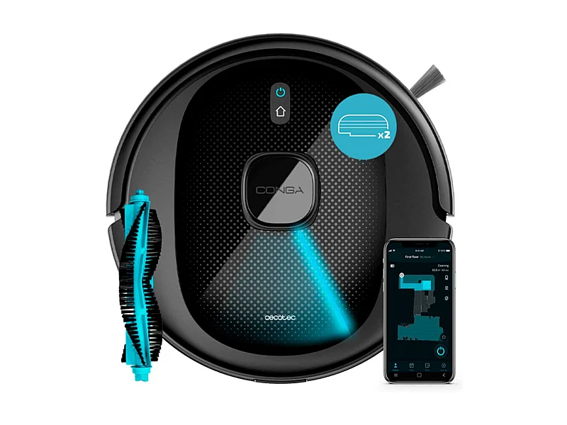 Robot aspirador Cecotec Conga 7490 Immortal X-Treme 2600Pa 4 en 1 conexión WiFi negro