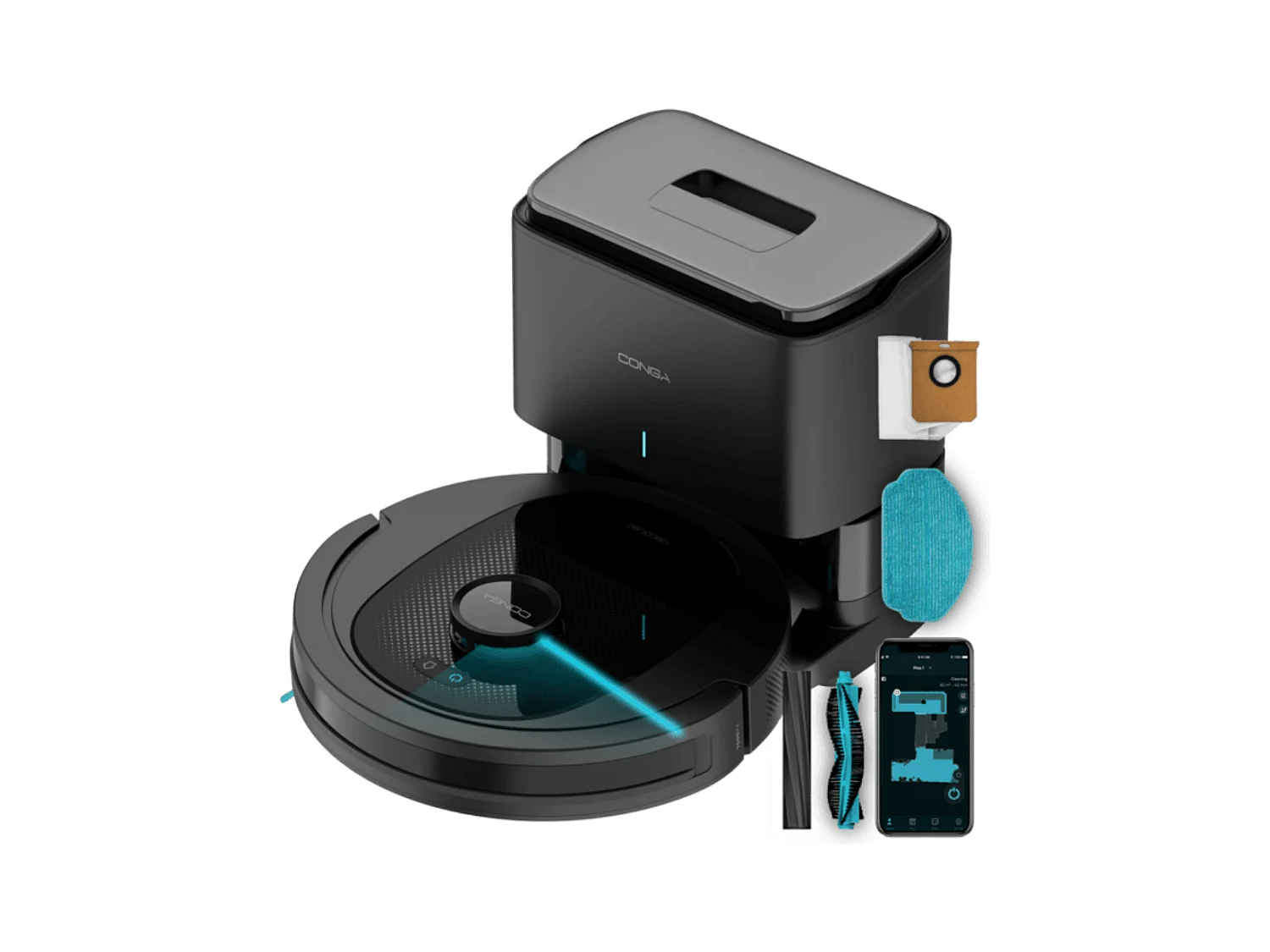 Robot aspirador Cecotec Conga 8490 Ultimate Ultra Power Home 7000Pa 4 en 1 + base autovaciado negro