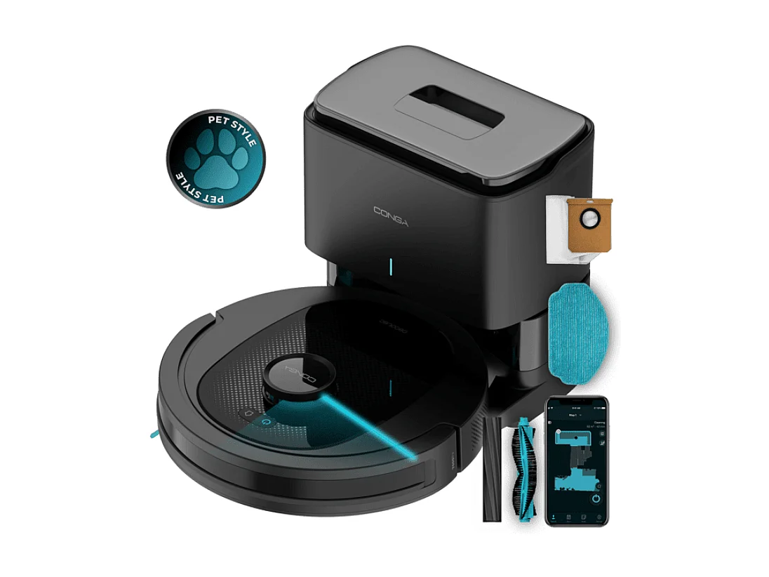 Robot aspirador Cecotec Conga 8490 Ultimate Ultra Power Home 7000Pa 4 en 1 + base autovaciado negro