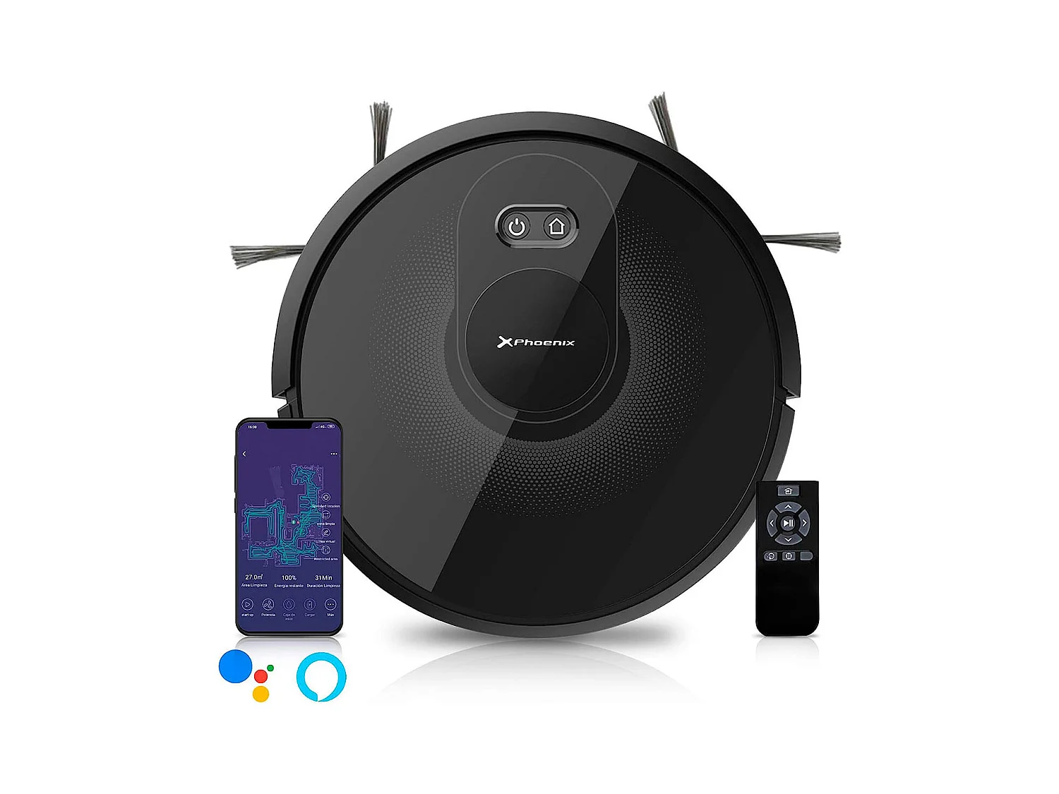 Robot aspirador Laserbot 360 Phoenix 4 en 1 mapeo láser control por App negro