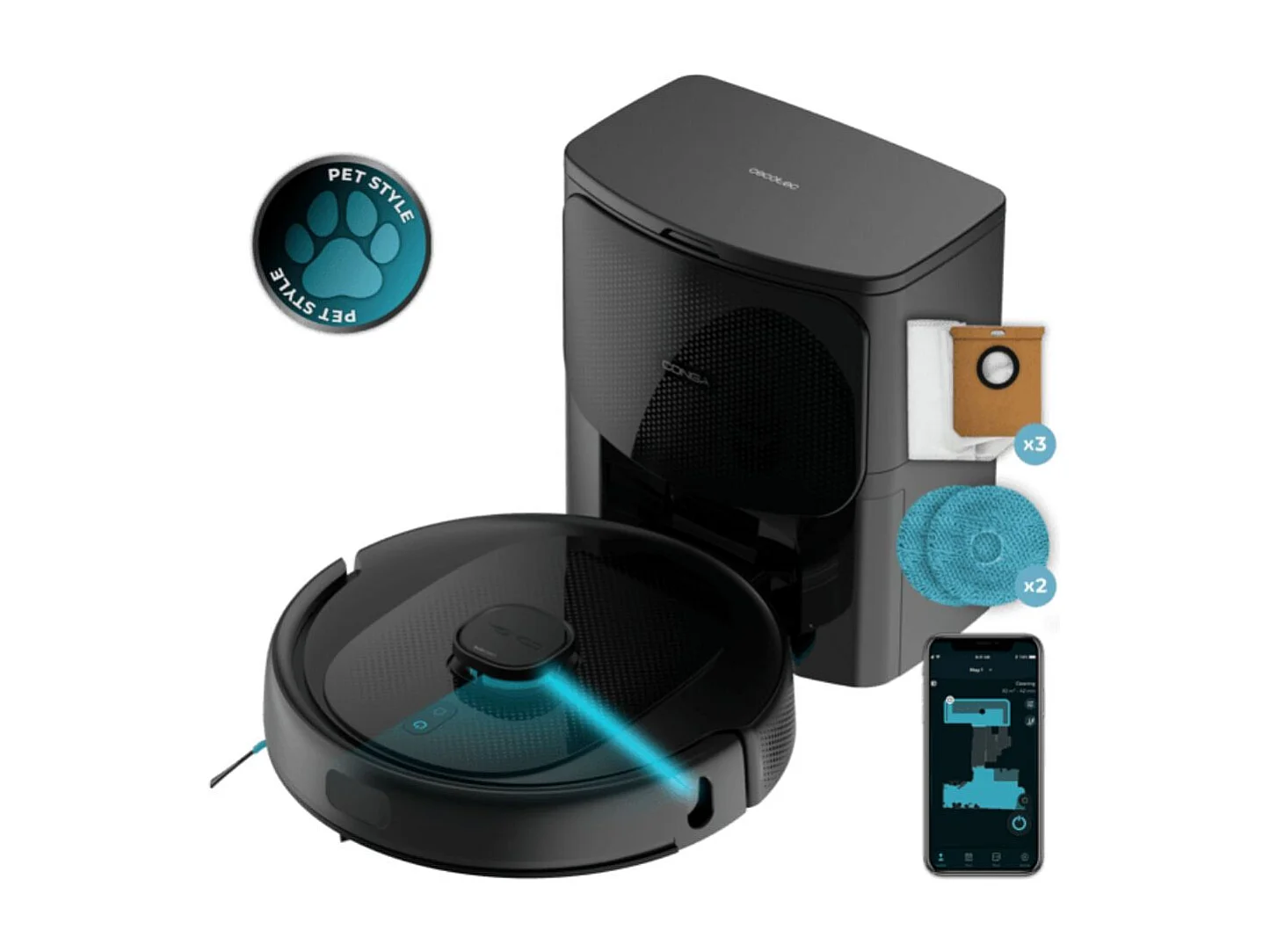 Robot aspirador Cecotec Conga 9590 Spin Revolution Ultra Power Home 10000Pa 4 en 1 negro