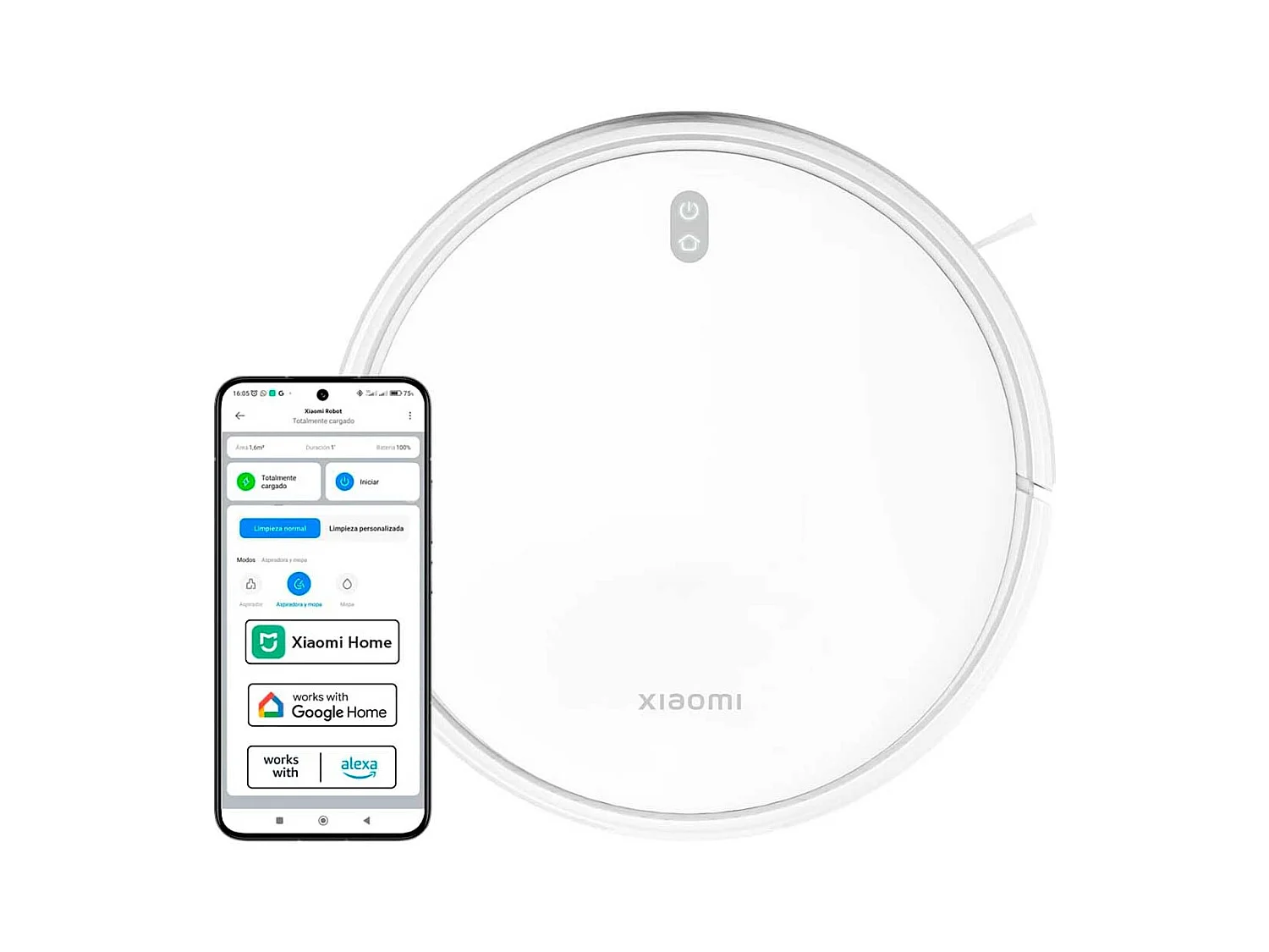 Robot aspirador Xiaomi Robot Vacuum E12 4000Pa 3 en 1 conexión WiFi blanco