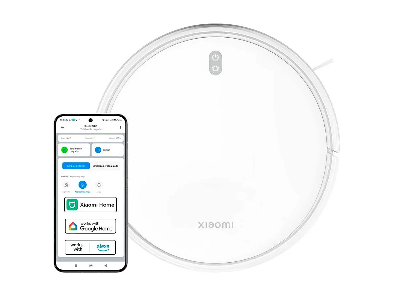 Robot aspirador Xiaomi Robot Vacuum E12 4000Pa 3 en 1 conexión WiFi blanco