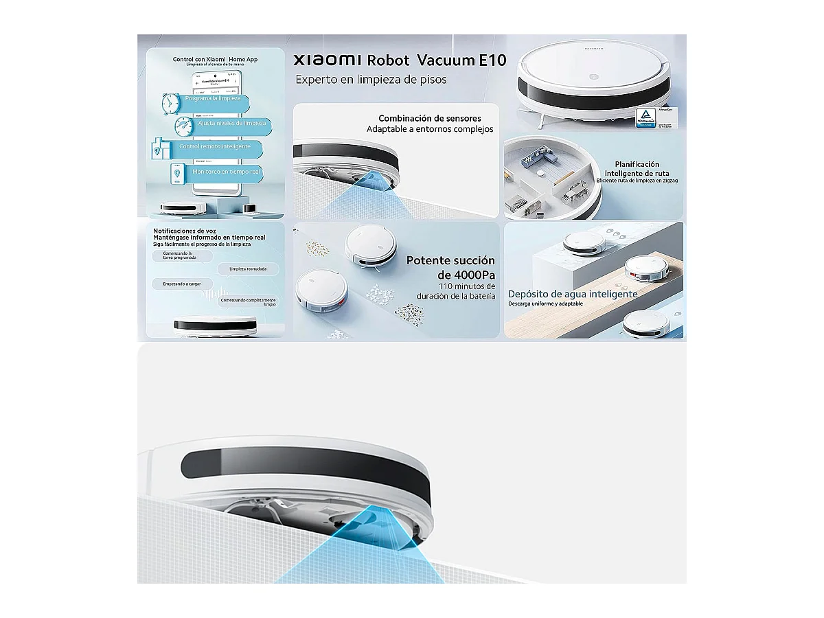 Robot aspirador Xiaomi Robot Vacuum E10 4000Pa 3 en 1 conexión WiFi blanco
