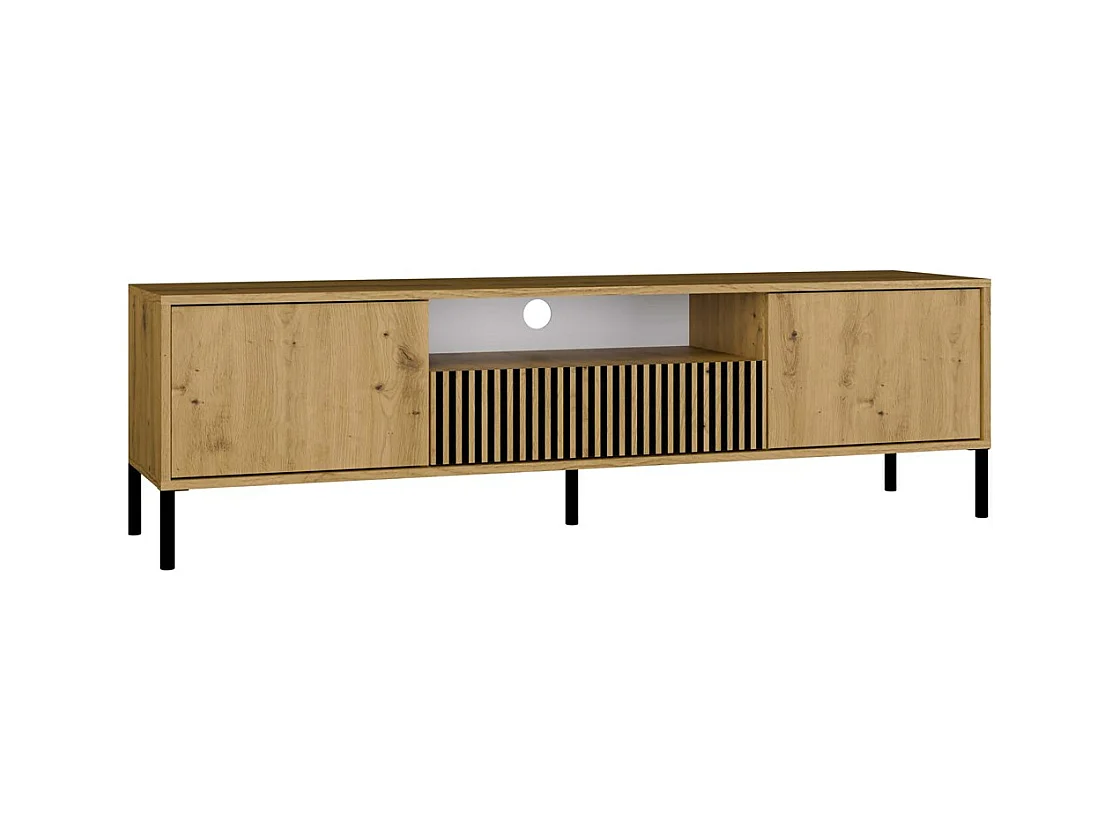 KAMARO - Meuble TV 160cm avec deux portes et un tiroir - chêne artisan