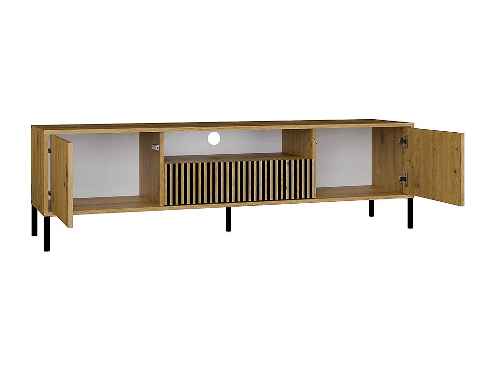 KAMARO – Mueble de TV 160 cm con dos puertas y un cajón – Roble artesanal