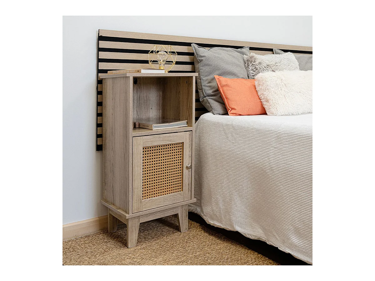 Mesita de noche MOA Vinthera compartimento + armario natural 80x40x30 cm