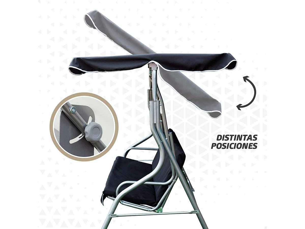 Balancín Aktive Garden con toldo inclinable 3 plazas negro