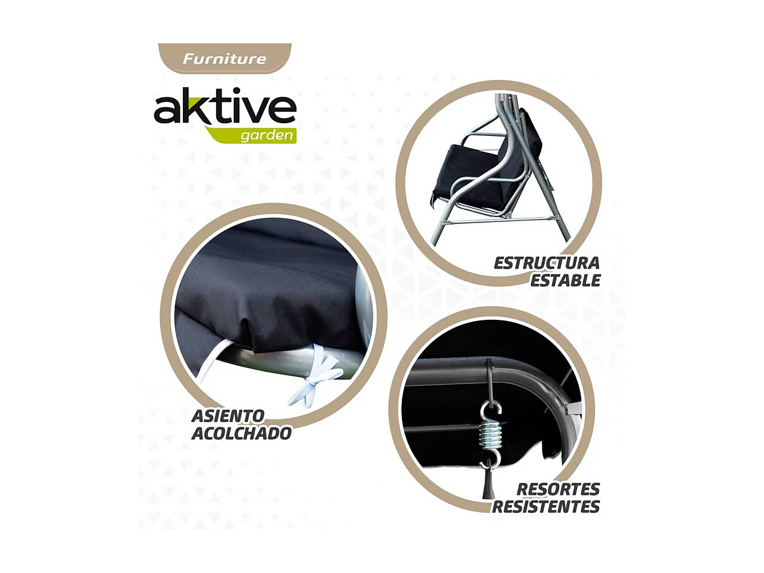 Balancín Aktive Garden con toldo inclinable 3 plazas negro