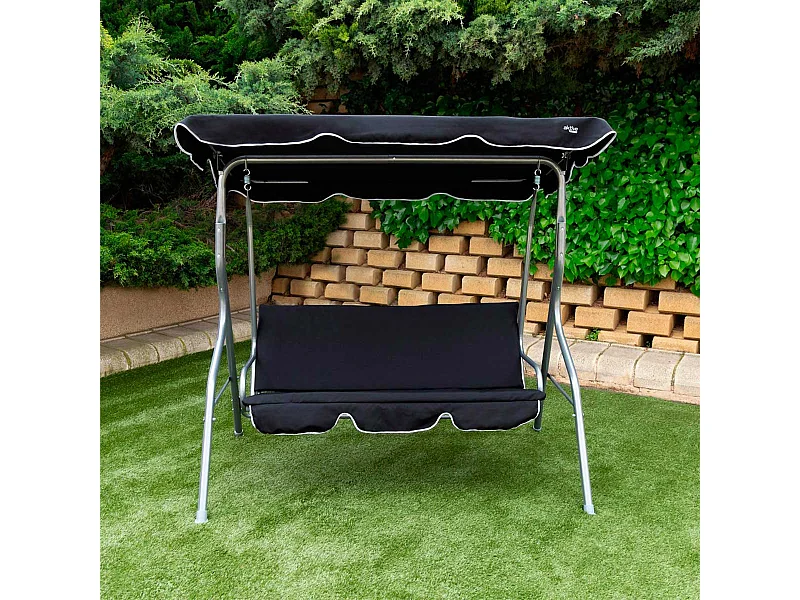 Balancín Aktive Garden con toldo inclinable 3 plazas negro