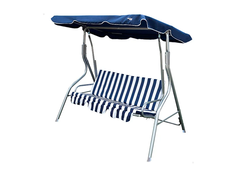 Balancín con toldo Aktive Garden 3 plazas azul/blanco