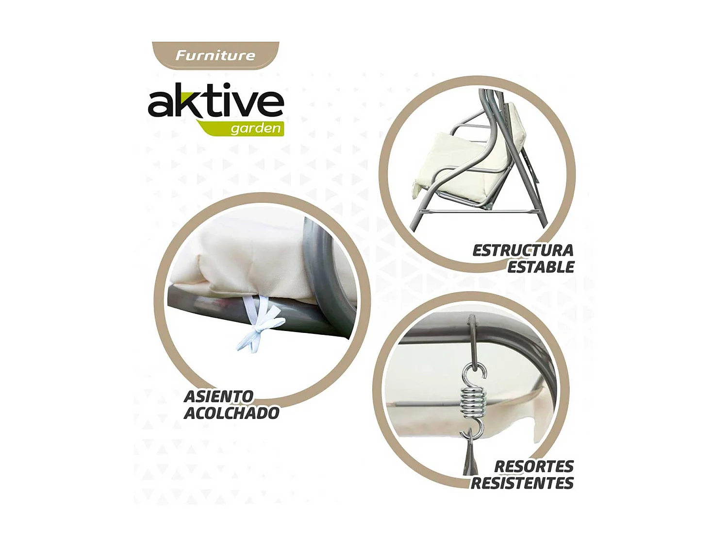 Balancín con toldo Aktive Garden 3 plazas blanco