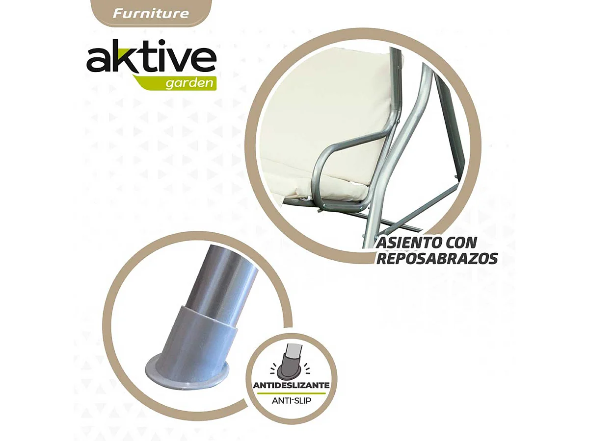 Balancín con toldo Aktive Garden 3 plazas blanco