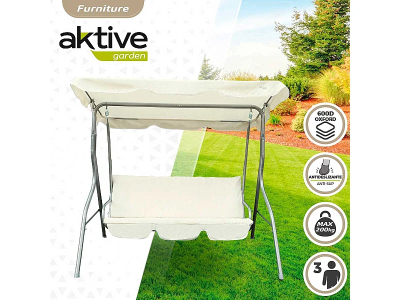 Balancín con toldo Aktive Garden 3 plazas blanco