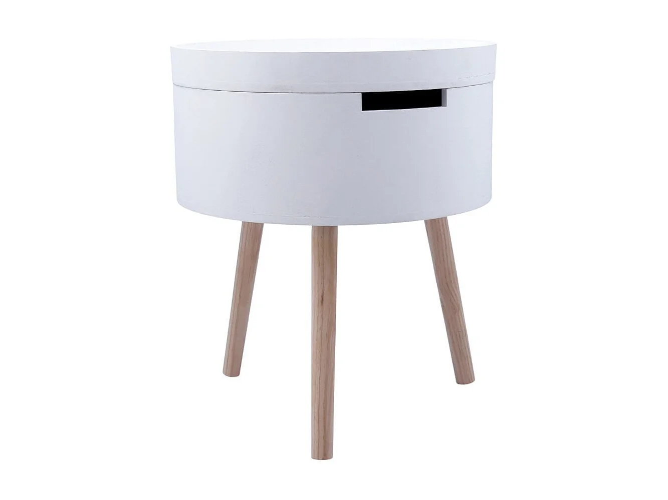 Mesa auxiliar MOA Vinthera con cajón blanco Ø38x43 cm