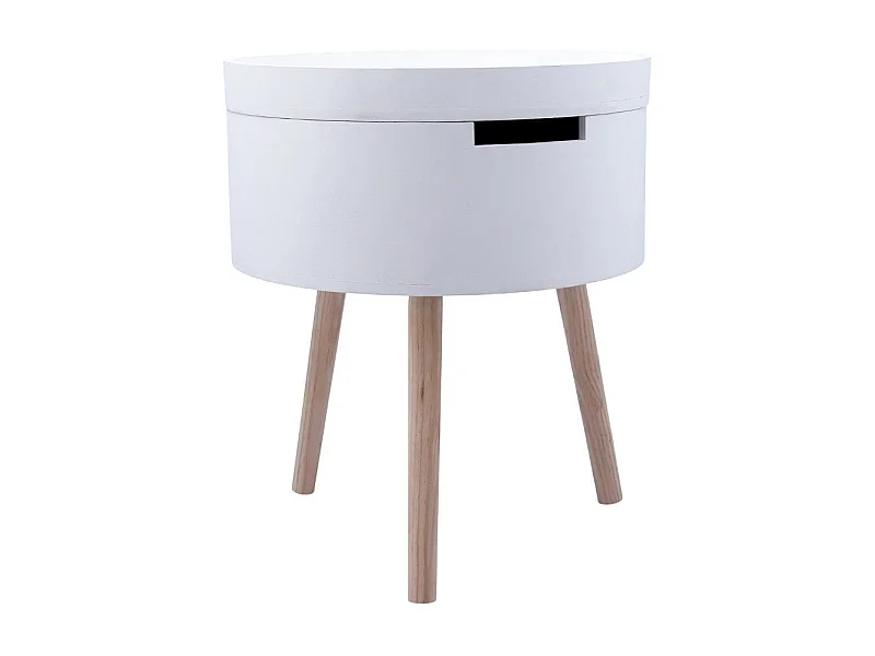 Mesa auxiliar MOA Vinthera con cajón blanco Ø38x43 cm