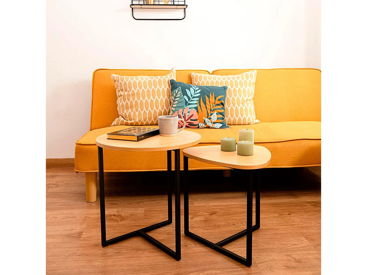 Set de 2 mesas auxiliares MOA Vinthera madera/negro