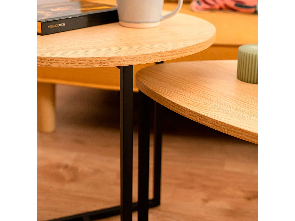 Set de 2 mesas auxiliares MOA Vinthera madera/negro