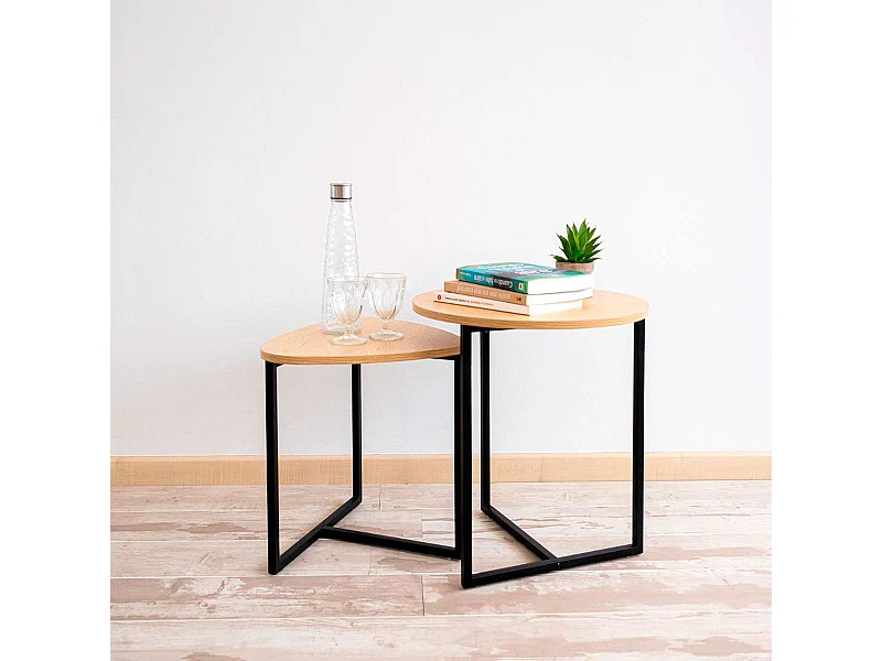 Set de 2 mesas auxiliares MOA Vinthera madera/negro