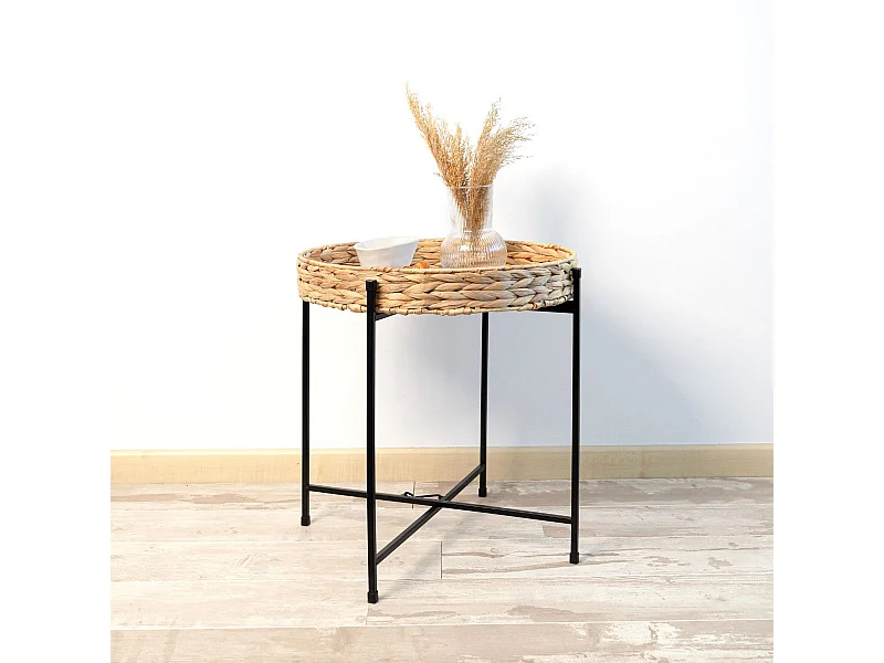 Mesa auxiliar Jacinto MOA Vinthera acero natural/negro 50x46,8x50 cm