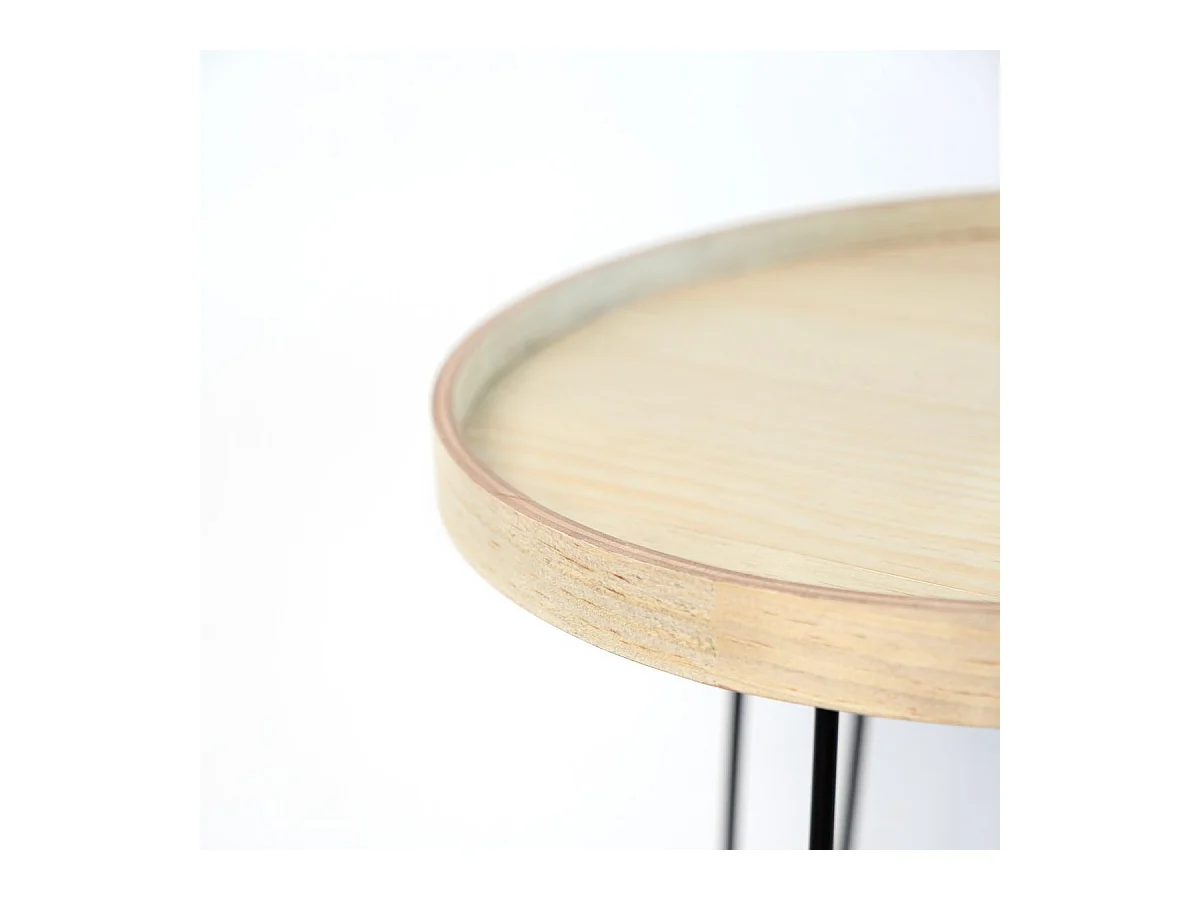 Mesa auxiliar MOA Vinthera patas acero negro/natural 48x40 cm