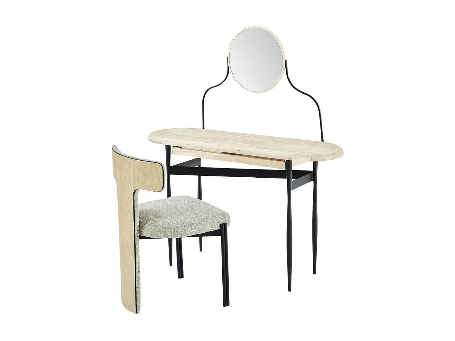 Tocador Moon con cajón nordish/negro 80x120x40 cm Adec