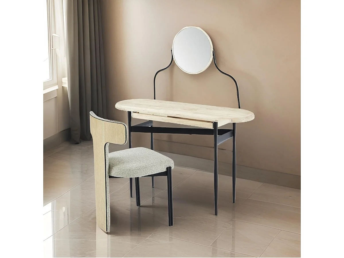 Tocador Moon con cajón nordish/negro 80x120x40 cm Adec