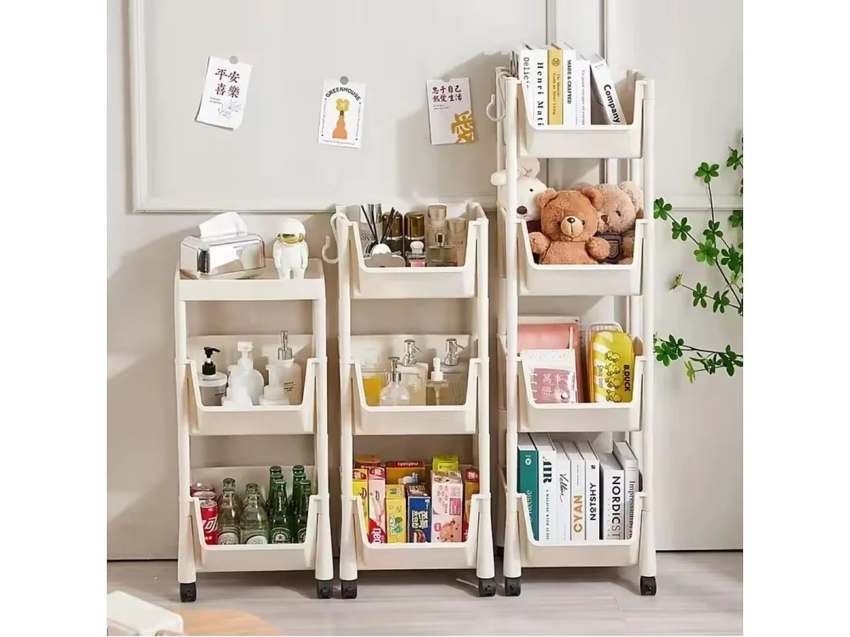 Carrito auxiliar 4 niveles con ruedas blanco 104x35x26,5 cm