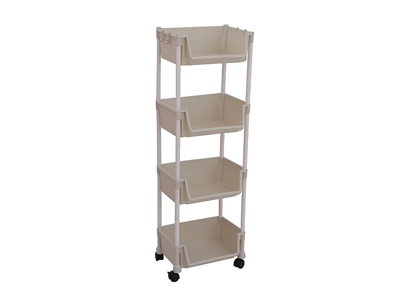 Carrito auxiliar 4 niveles con ruedas blanco 104x35x26,5 cm