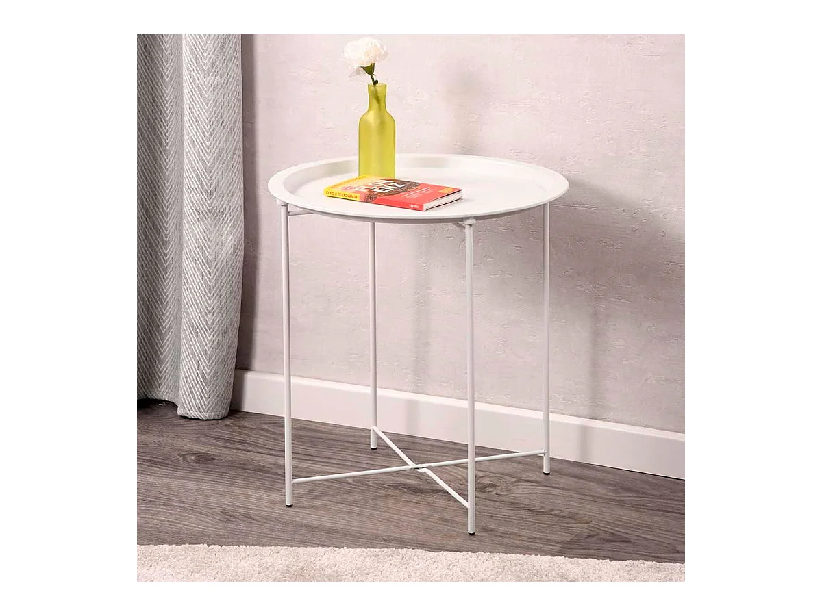 Mesa auxiliar MOA Vinthera acero blanco Ø46,8x50,2 cm