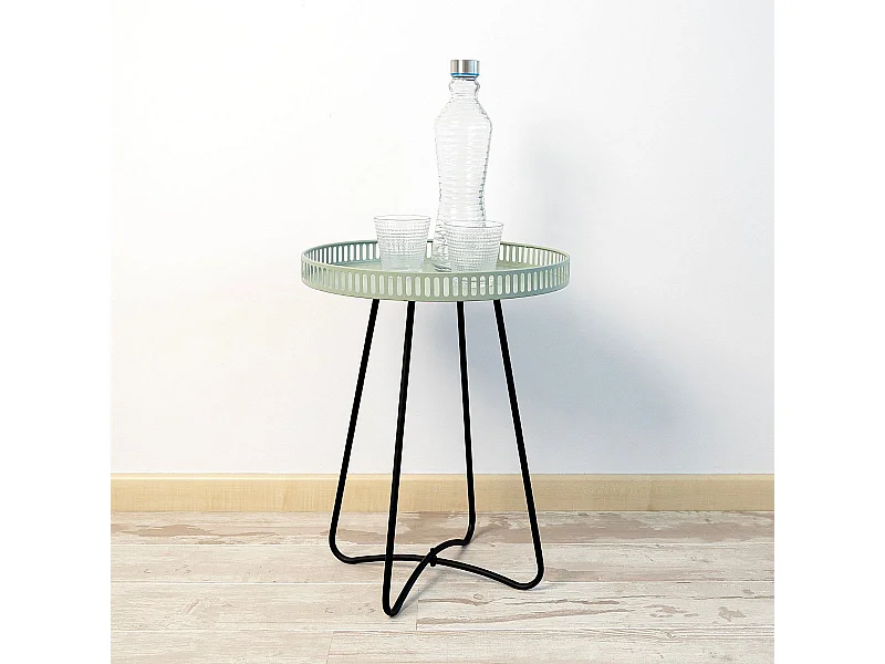 Mesa auxiliar MOA Vinthera acero verde claro Ø38x49 cm