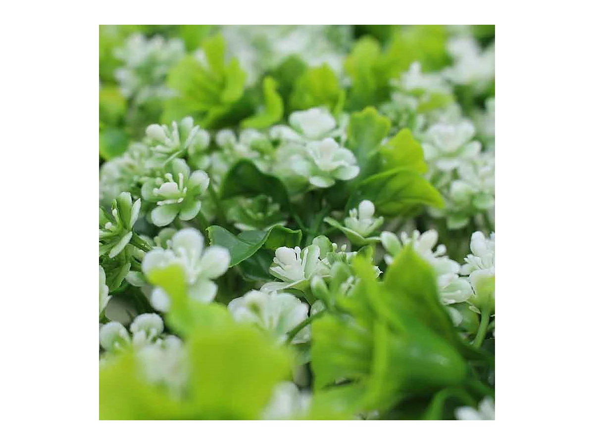 Jardín vertical artificial con flores verde/blanco 50x50 cm