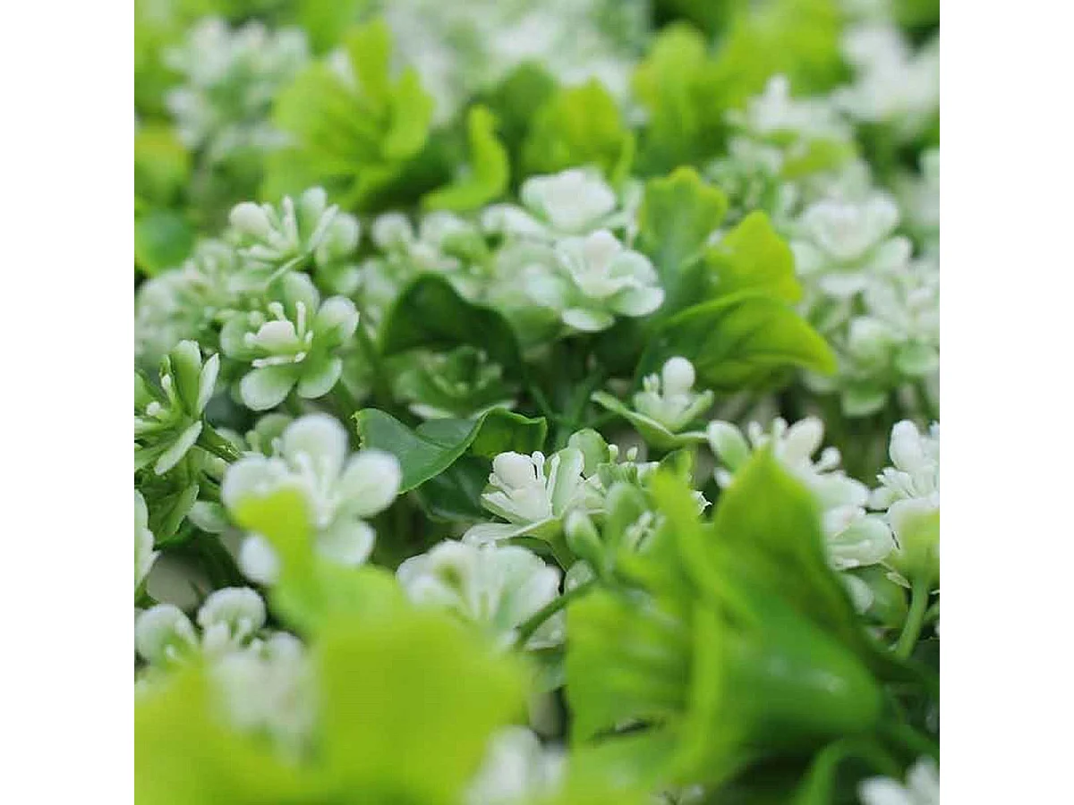 Jardín vertical artificial con flores verde/blanco 50x50 cm