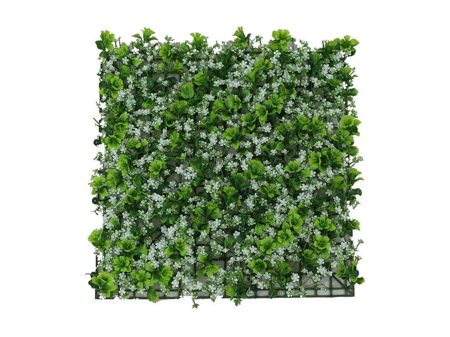 Jardín vertical artificial con flores verde/blanco 50x50 cm
