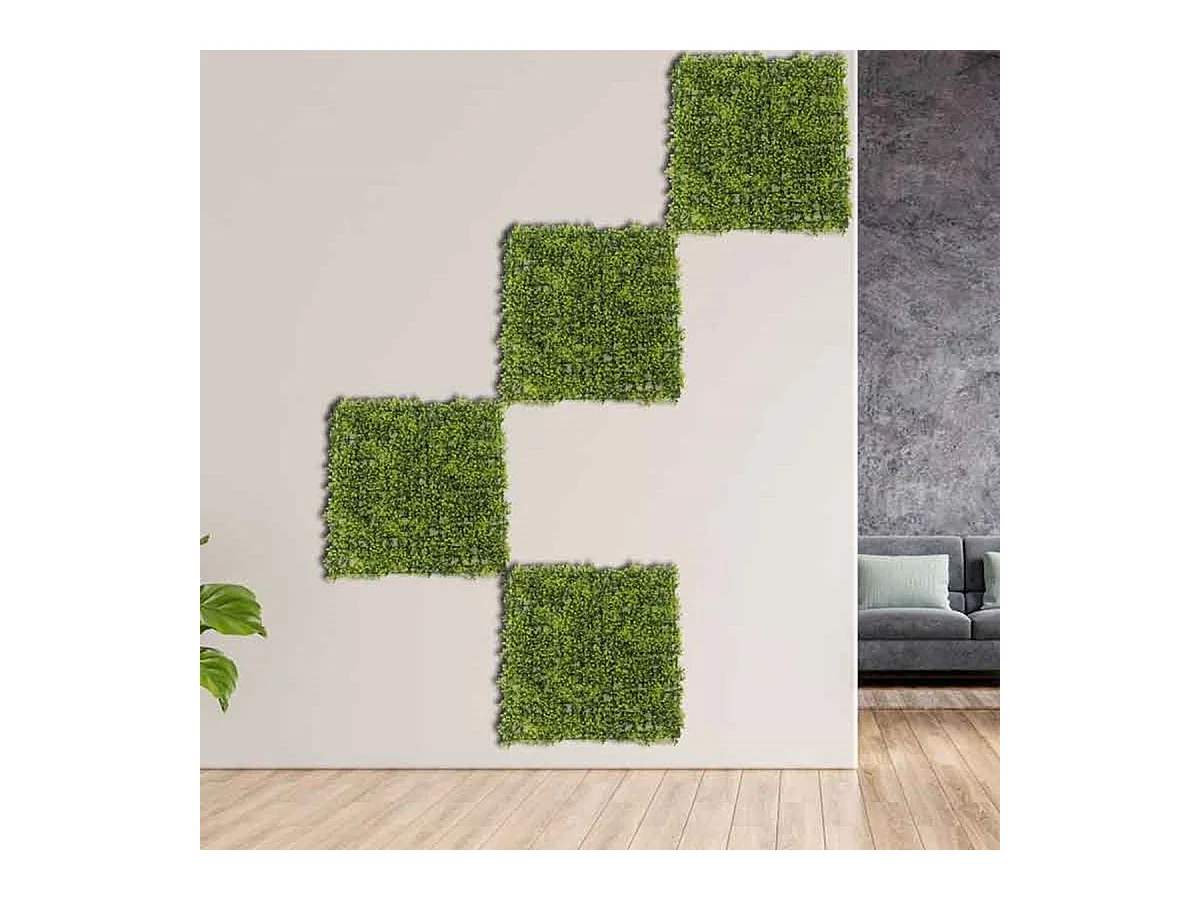 Jardín vertical artificial hoja redondeada verde 50x50 cm