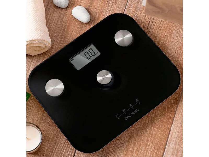 Báscula de baño Surface Precision EcoPower 10100 Full Healthy Black Cecotec pantalla LCD negro