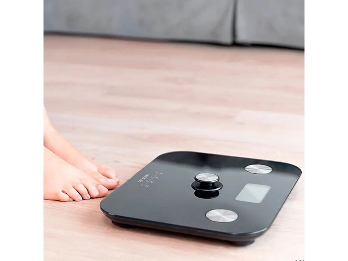 Báscula de baño Surface Precision EcoPower 10100 Full Healthy Black Cecotec pantalla LCD negro