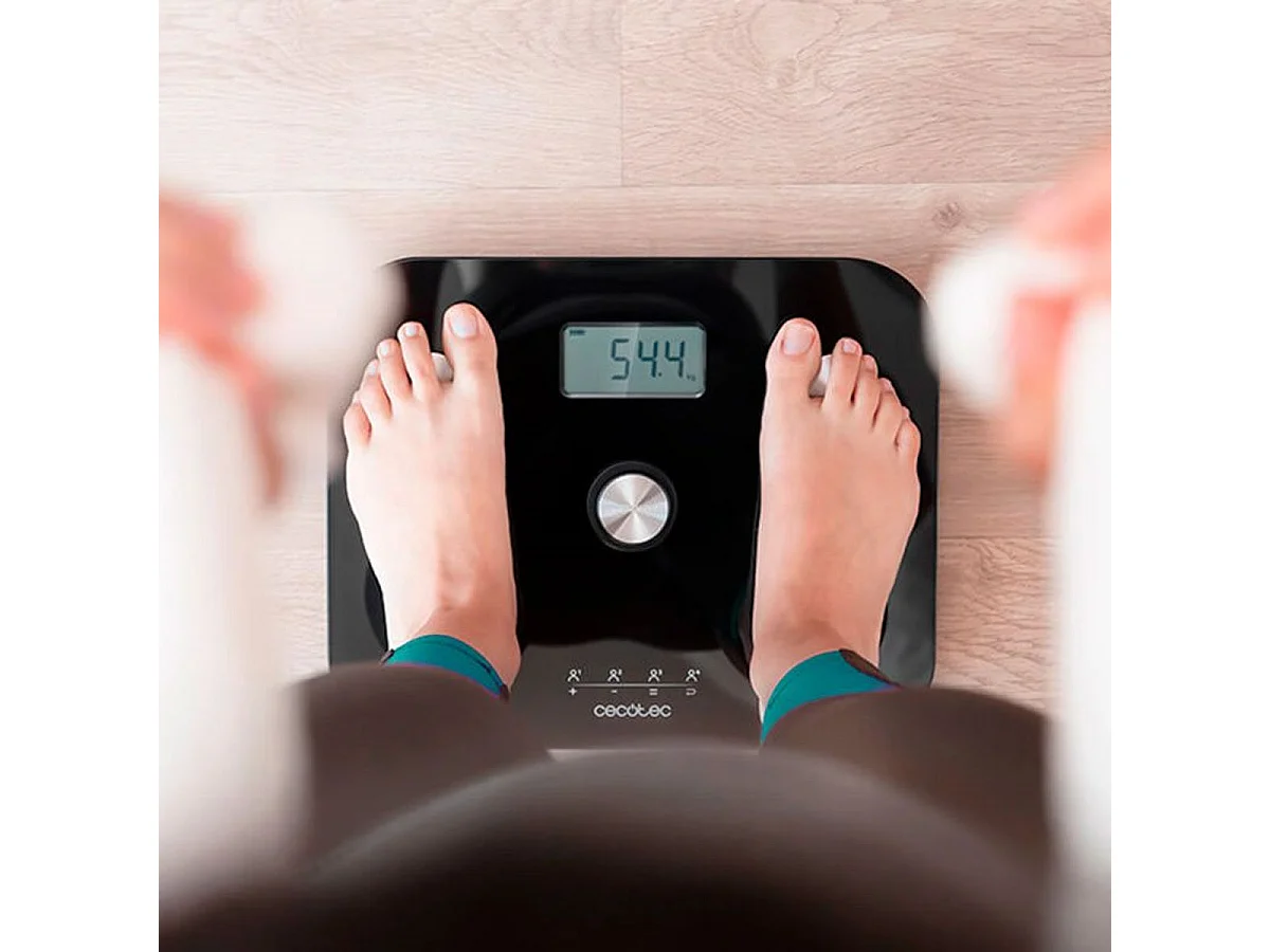 Báscula de baño Surface Precision EcoPower 10100 Full Healthy Black Cecotec pantalla LCD negro
