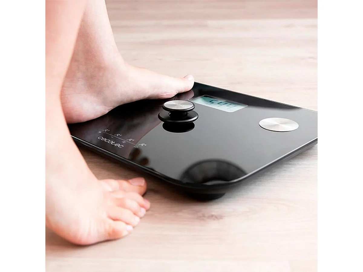 Báscula de baño Surface Precision EcoPower 10100 Full Healthy Black Cecotec pantalla LCD negro