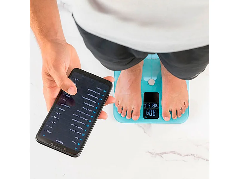 Balance de Salle de Bain Intelligente Cecotec Surface Precision 10400 Smart Healthy Vision Bleue avec Bluetooth et Application