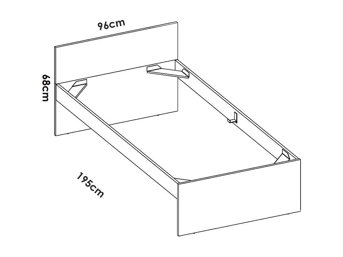 Cama Top con cabecero natural 68x96x194,8 cm