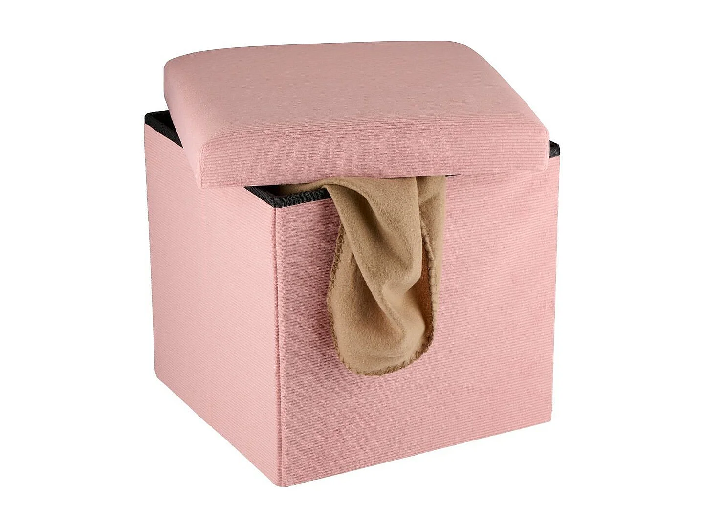 Puff de almacenaje con tapa rosa 38x38 cm