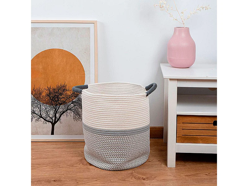 Cesta multiusos MOA Vinthera blanco/gris Ø31x38 cm