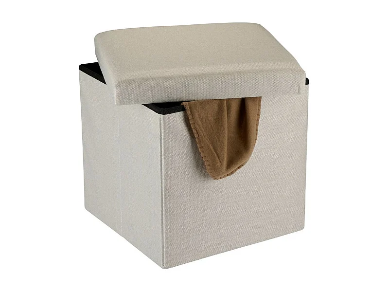 Puff de almacenaje con tapa beige 37,5x37,5x36 cm