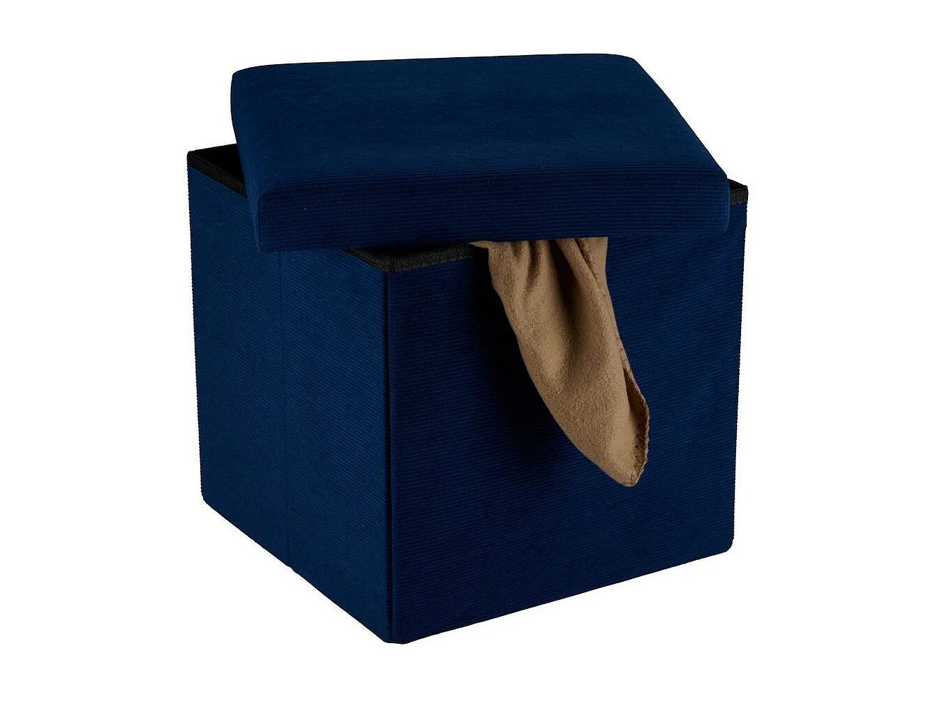 Puff de almacenaje con tapa azul oscuro 38x38 cm